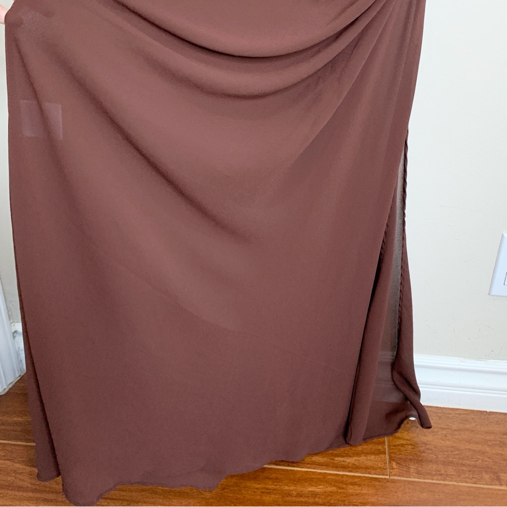 New Natalie Rolt Magnolia Gown (Sz 1) Draped Maxi Slip Dress Espresso Brown — image 8 of 8
